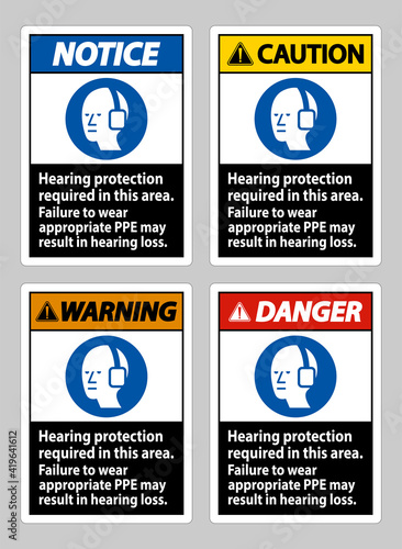 Hearing Protection Required In This Area, Failure To Wear Appropriate PPE May Result In Hearing Loss