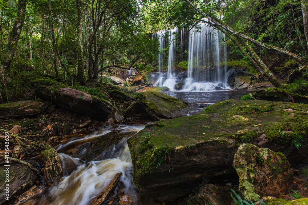 Obraz premium Beautiful waterfall in Phu-Kra-Dueng national park Loei province, ThaiLand.