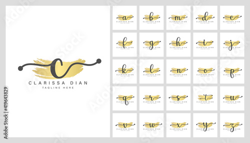Feminine floral letters a-z logo design template