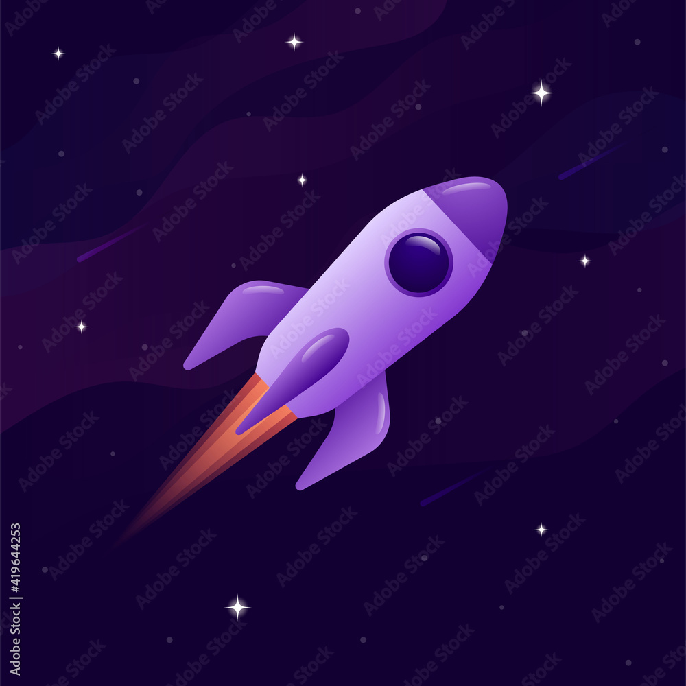 Fototapeta premium Rocket in space. Vector illustration