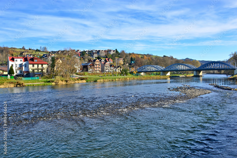 View on Kroscienko village and Dunajec River - Pieniny, Poland