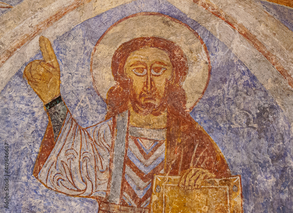 Christ in majesty, the pantoctator lifting his hand in a blessing gesture