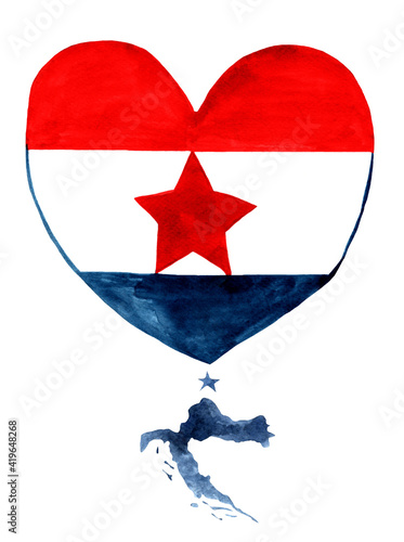 Croatia watercolor hand drawn.Croatia flag with a map in heart shape on white background. Free Download Croatia watercolor hand drawn.Croatia flag with a map in heart shape on white background. - GFXLoad