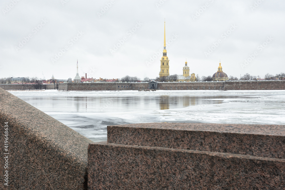 Melting ice on the Neva River.