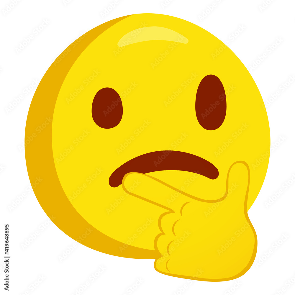 Fototapeta premium Thinking Emoji Icon Illustration. Chin Thumb Vector Symbol Emoticon Design Doodle Vector.