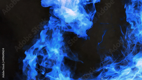 Abstract blue smoke on black background