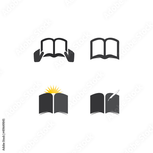 school logo and education, vector, illustration and book logo for study web, pen, workshop and learn