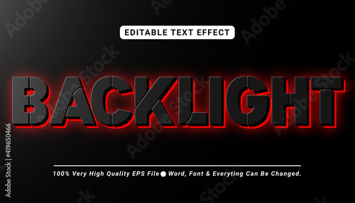 3D Modern Red Glow Back Light Text Effect, Editable Text Effect