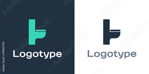 Logotype Toilet bowl icon isolated on white background. Logo design template element. Vector.