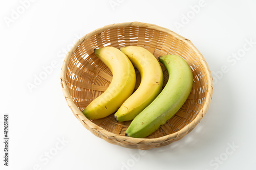 Bananas lying in a bamboo basket