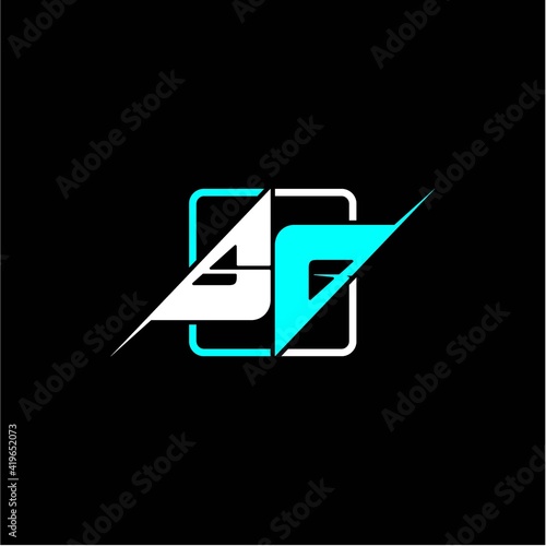 the initial letter G B is modern with a simple design decorated with a square