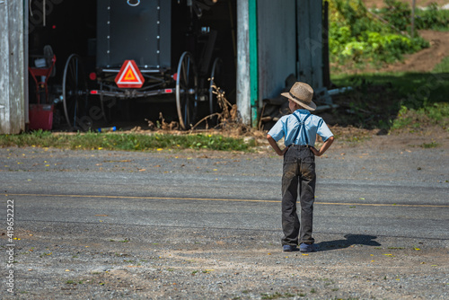 Amish Boy on Road