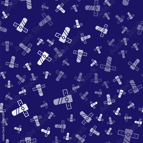White Knife holster icon isolated seamless pattern on blue background. Vector.