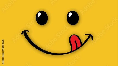 Yummy smile with tongue lick mouth World smile day or month Food logo Smiling everyday Funny vector laugh cartoon comic sign Delicious, tasty eating emoji lip face Emotion smile lips symbol licking