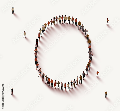 Large group of people in number 0 zero form
