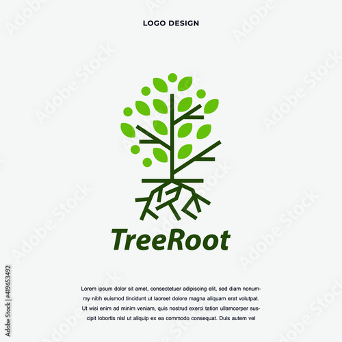 Creative root of the tree icon logo design vector illustration. nature tree root symbol logo design color editable