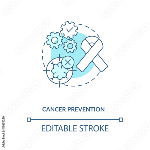 Cancer prevention blue concept icon. Health care. Oncology treatment. Intermittent fasting benefits idea thin line illustration. Vector isolated outline RGB color drawing. Editable stroke