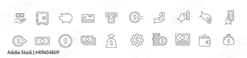 Stroke vector cash line icons.