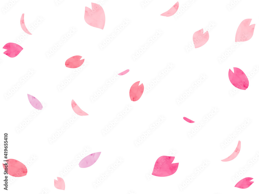 水彩画風のひらひら桜の花びら 水彩画風のひらひら桜の花びら