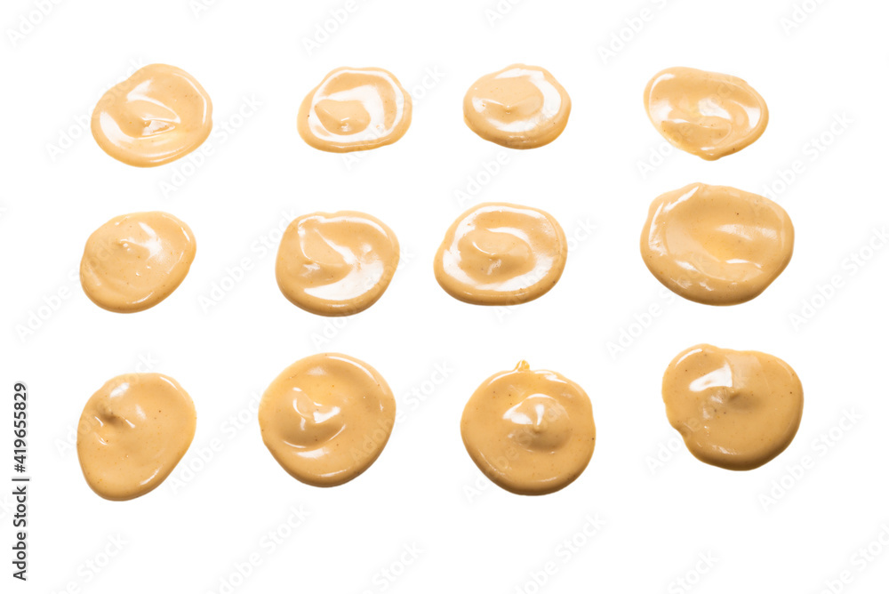 Mushroom sauce splashes isolated on white background. Mushroom sauce splashes isolated on white background.