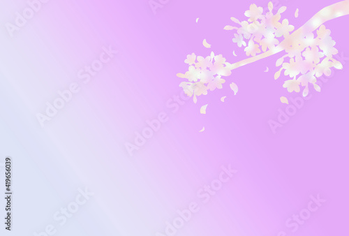 桜 枝 ピンク シルエット 背景 紫 グラデーション 和風 春 イメージ