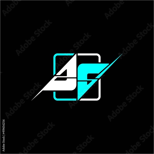the initial letter Z S is modern with a simple design decorated with a square