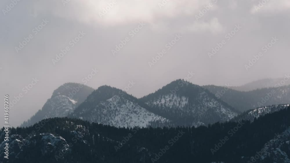 Time lapse of distant snow capped mountains with rapid movement of clouds Time lapse of distant snow capped mountains with rapid movement of clouds