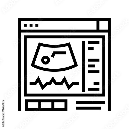 ultrasound radiology line icon vector. ultrasound radiology sign. isolated contour symbol black illustration