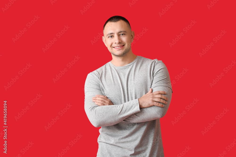 Handsome young man on color background Handsome young man on color background