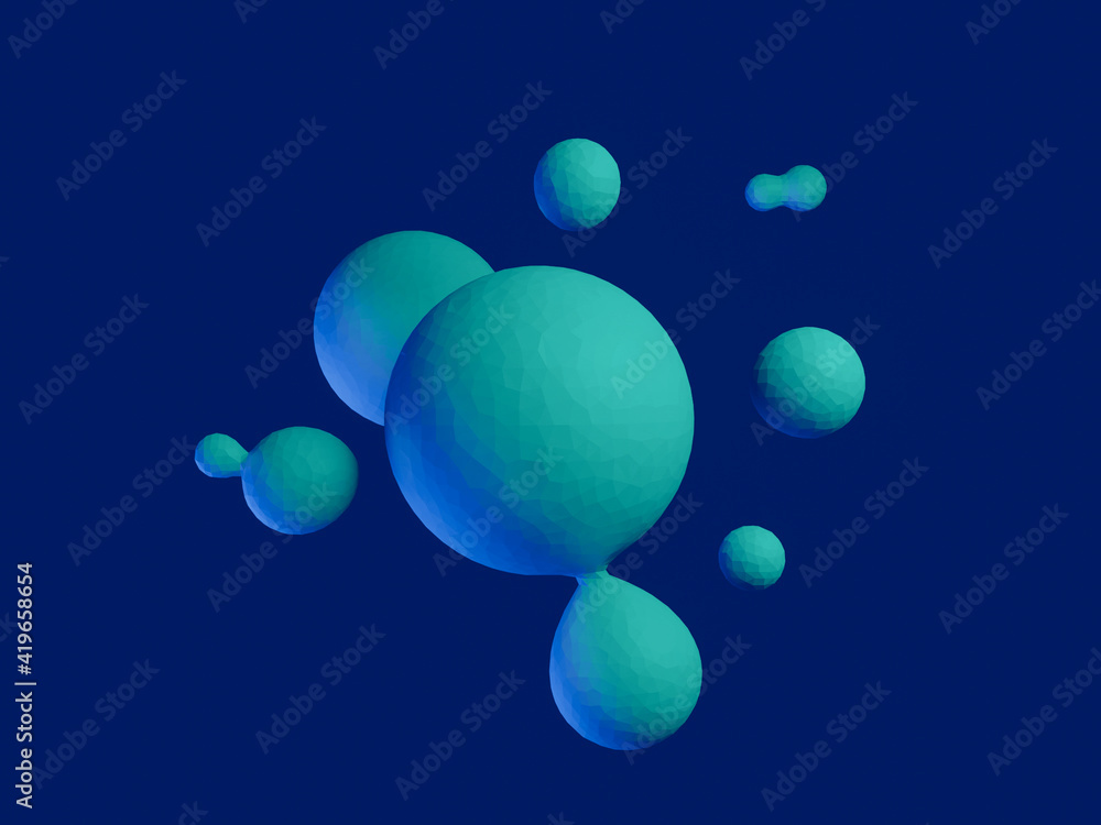 3D rendered abstract blue and green spheres 3D rendered abstract blue and green spheres