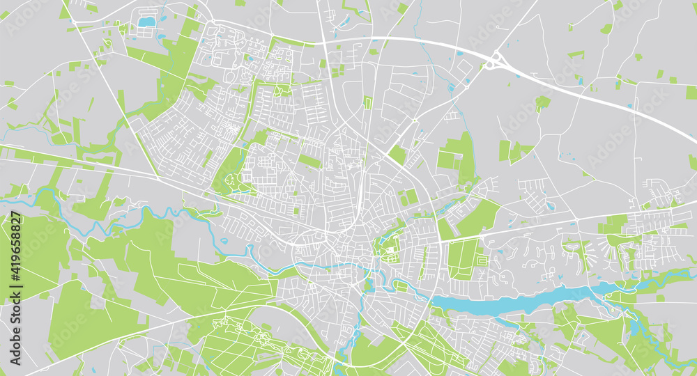 Urban vector city map of Holstebro, Denmark