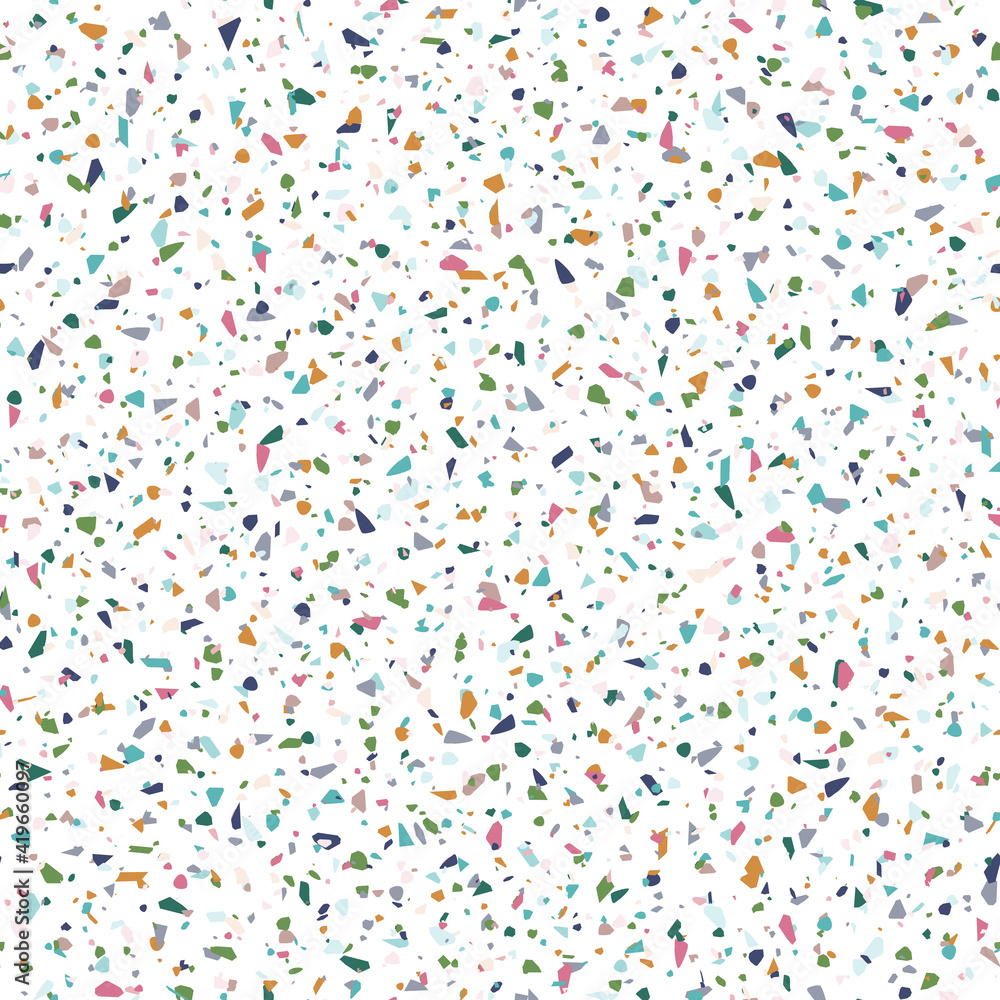 Fototapeta premium Small Scale Abstract Retro Terrazzo Seamless Pattern. Venetian Marble Textured Background.