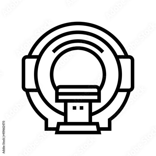 mri radiology equipment line icon vector. mri radiology equipment sign. isolated contour symbol black illustration