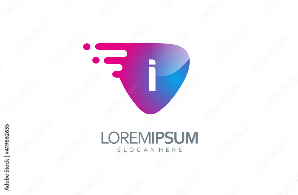 initial I logo with digital symbol initial I logo with digital symbol