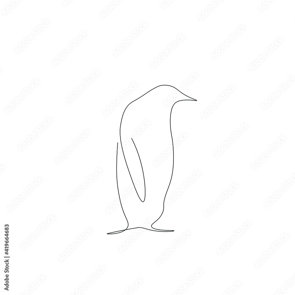 Penguin animal silhouette line drawing, vector illustration Penguin animal silhouette line drawing, vector illustration