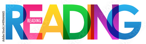  READING colorful vector typography banner isolated on white background