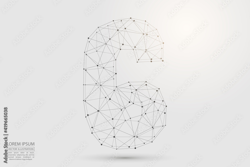 Abstract number six, figure 6, consisting of triangles, circles, spots of decay, stars. Vector eps 10. Abstract number six, figure 6, consisting of triangles, circles, spots of decay, stars. Vector eps 10.