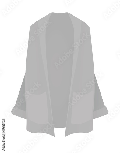 Woman grey cardigan. vector illustration