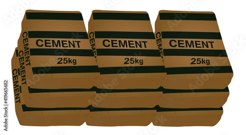 25kg cement sacks. vector illustration