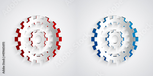 Paper cut Bicycle cassette mountain bike icon isolated on grey background. Rear Bicycle Sprocket. Chainring crankset with chain. Paper art style. Vector.