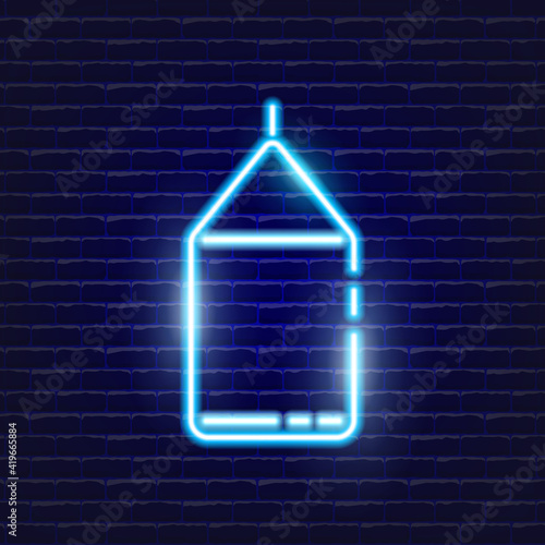 Milk neon icon. Glowing Vector illustration icon for mobile, web and menu design. Food concept.