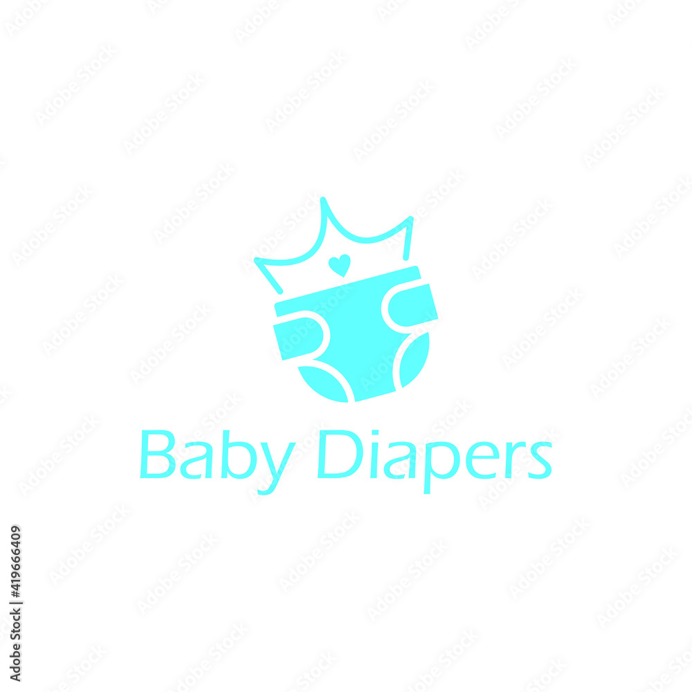 Baby Diaper Logo Graphic Design Template Cute Cartoon Vector for Healthcare Product Sticker Inspiration