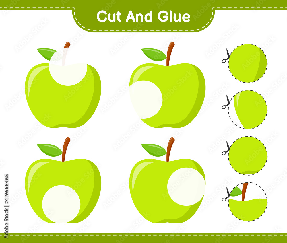 Cut and glue, cut parts of Apple and glue them. Educational children ...