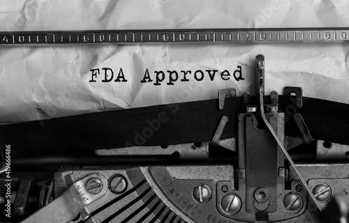 Text FDA Approved typed on retro typewriter photo
