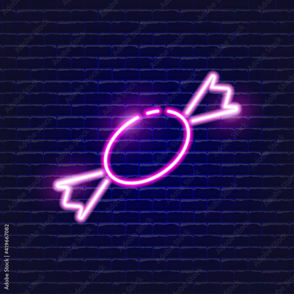 Candy neon icon. Glowing Vector illustration icon for mobile, web and menu design. Street Food concept. Candy neon icon. Glowing Vector illustration icon for mobile, web and menu design. Street Food concept.