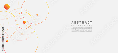 Modern abstract light silver background vector. Elegant circle shapes design with orange line.