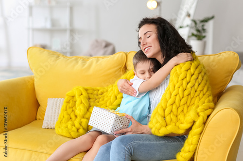 Little boy greeting his mom...