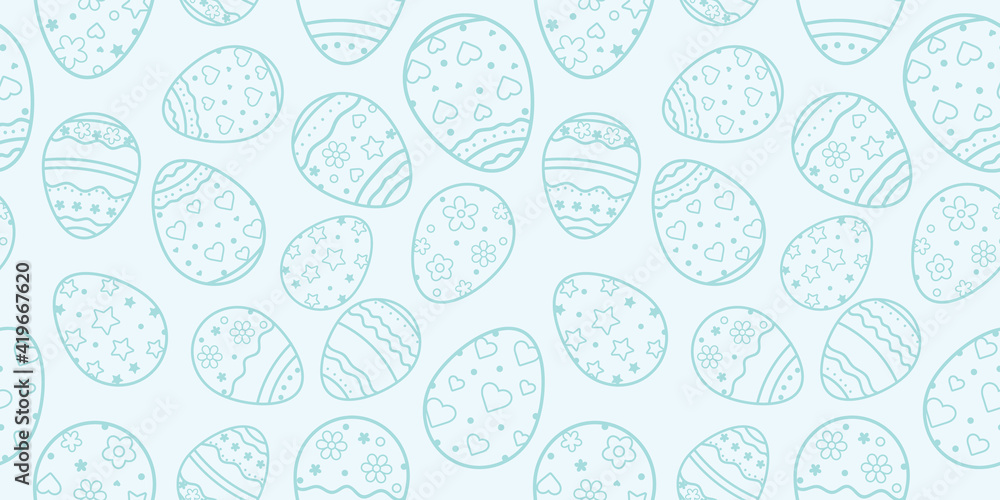 Seamless background for happy Easter day. The decorative Easter eggs with different patterns and different sizes Seamless background for happy Easter day. The decorative Easter eggs with different patterns and different sizes