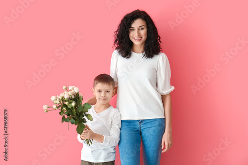 Little boy greeting his mom...