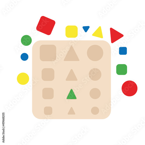 Wooden educational toy for kids. Montessori system for early childhood development. Vivid elements that will help develop fine motor skills of hands and analytical thinking.	
